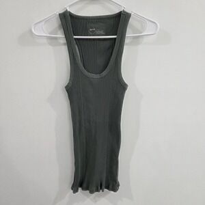 Aerie Womens Tank Top Size Small Ribbed Green Fitted Preppy Y2K Elana Bella